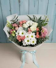 Букет цветов из:  Розы, Лизиантусы и Хризантемы в Глазове