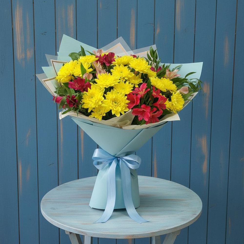 Букет цветов из: Альстромерии и Хризантемы в Глазове
