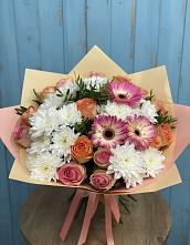 Букет цветов из:  Розы, Герберы и Хризантемы в Глазове