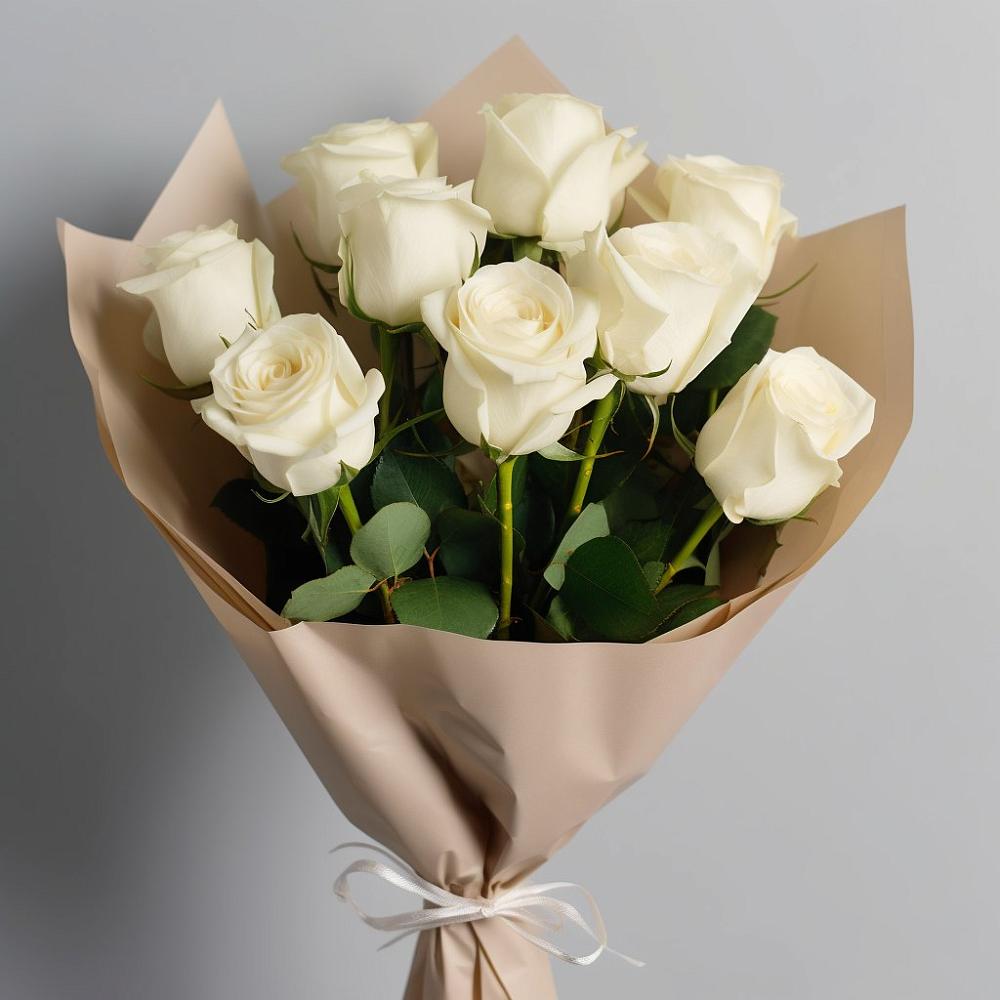 Букет 9 Белых роз Эдлесс Лав в Глазове