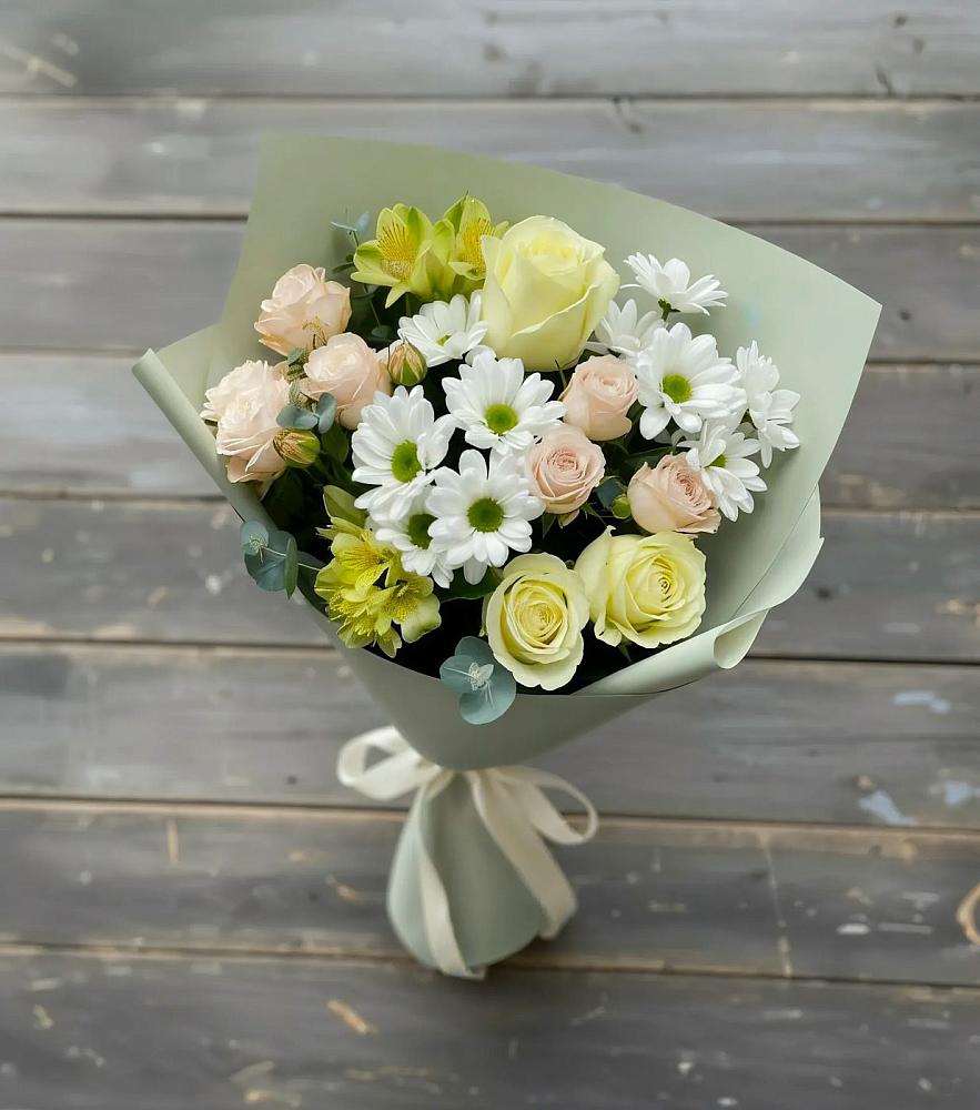 Букет цветов из: Альстромерии, Розы и Хризантемы в Глазове