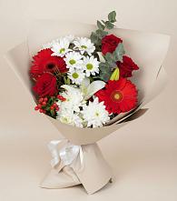 Букет цветов из:  Розы, Хризантемы, Герберы и Лилии в Глазове