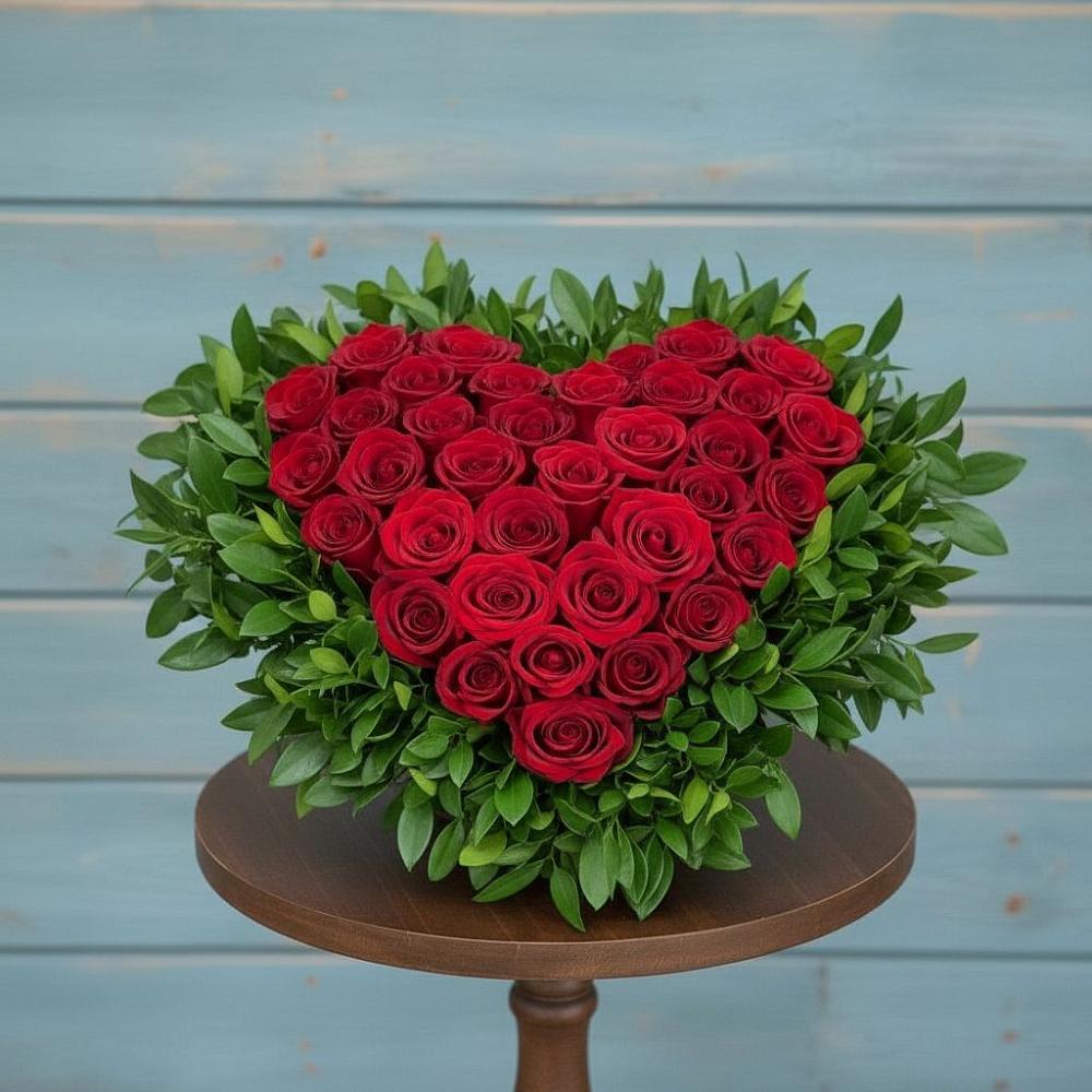 Цветочная композиция из Розы в виде сердца в Глазове