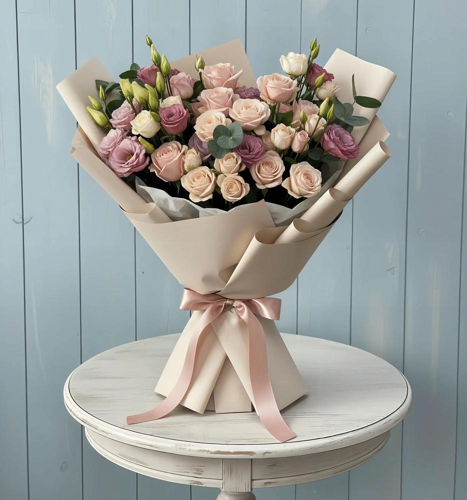 Букет цветов из: Розы и Лизиантусы в Глазове