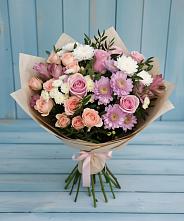 Букет цветов из:  Хризантемы, Розы и Альстромерии в Глазове