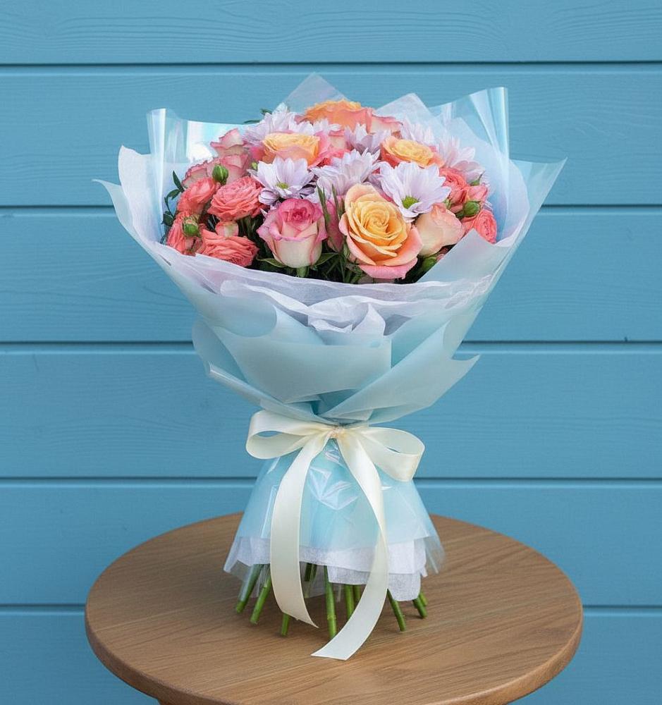 Букет цветов из: Хризантемы и Розы в Глазове